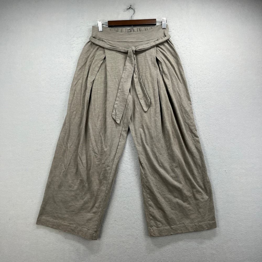 Z Supply Wide Leg Pants Womens Small Taupe Cotton Slub Tie Waist Casual Boho